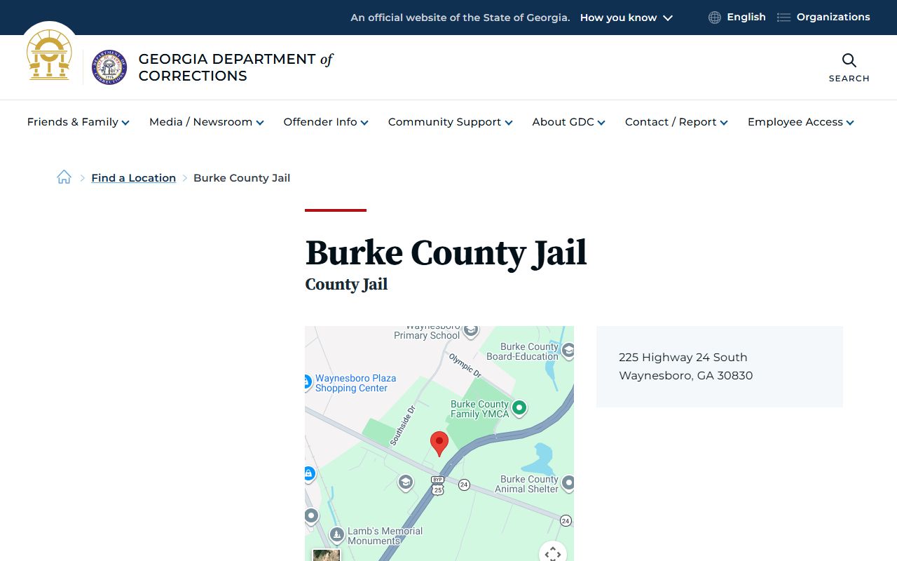 Burke County Jail GDC county jail listing