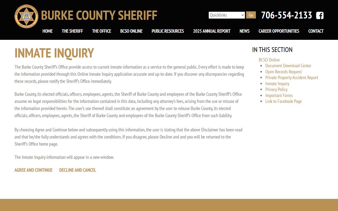Burke County inmate records sheriff inmate inquiry gateway